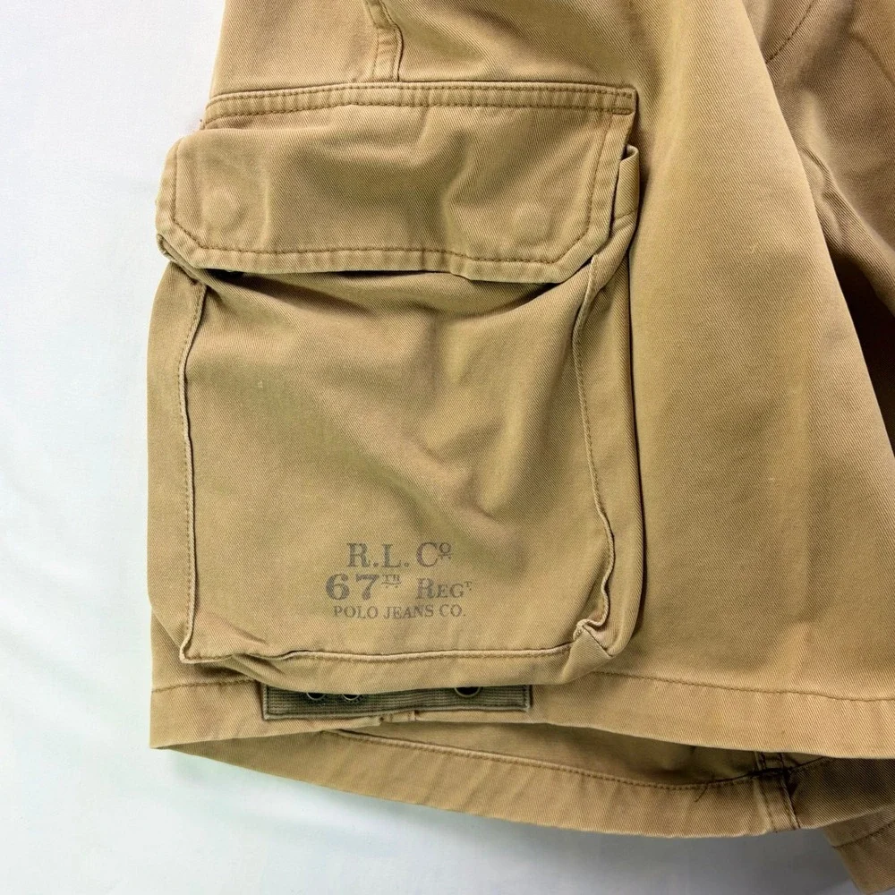 Polo Jeans Co Ralph Lauren 1967 Cargo Shorts Mens 36 Tan Cotton Military Surplus